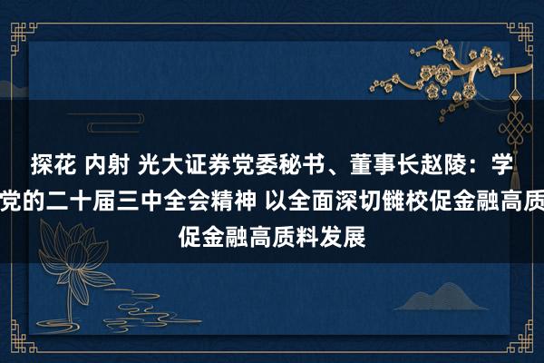 探花 内射 光大证券党委秘书、董事长赵陵：学习贯彻党的二十届三中全会精神 以全面深切雠校促金融高质料发展