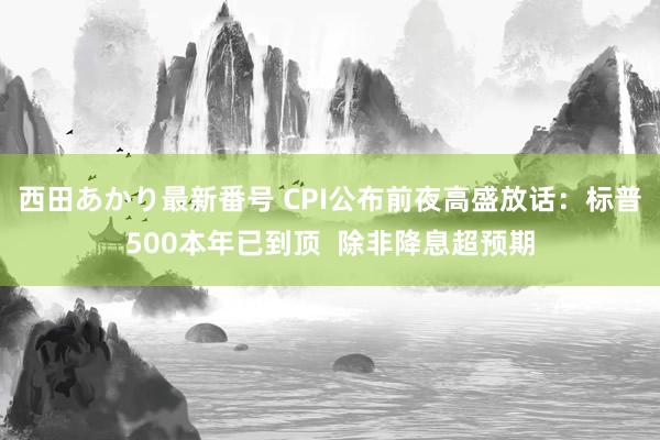 西田あかり最新番号 CPI公布前夜高盛放话：标普500本年已到顶  除非降息超预期